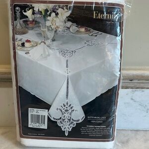 White Battenburg Lace Tablecloth